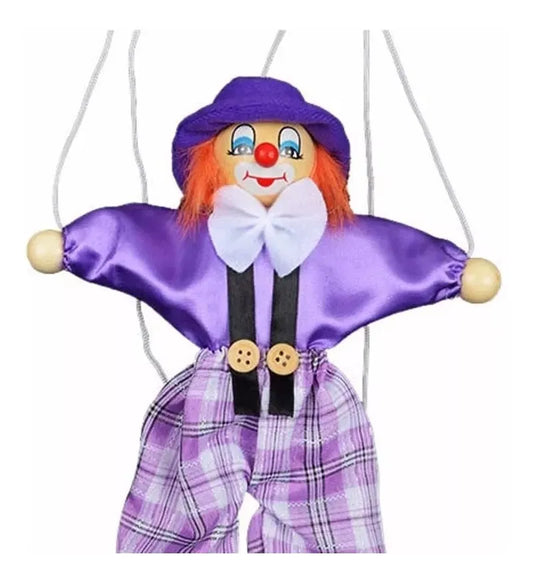 Titeres Marioneta Payaso De Madera