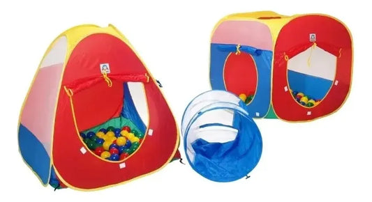 Carpa Casa Infantil Con Tunel 3 En 1 Fácil Armado