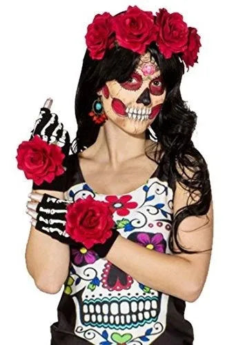 Set La Catrina Tiara Guantes Y Aros