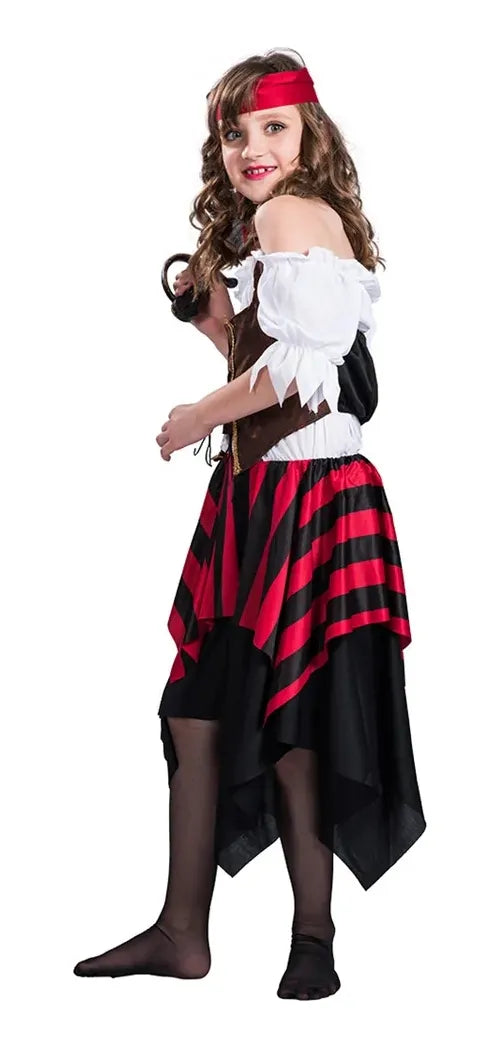 Disfraz Infantil Niña Pirata Vestido Corset Vincha