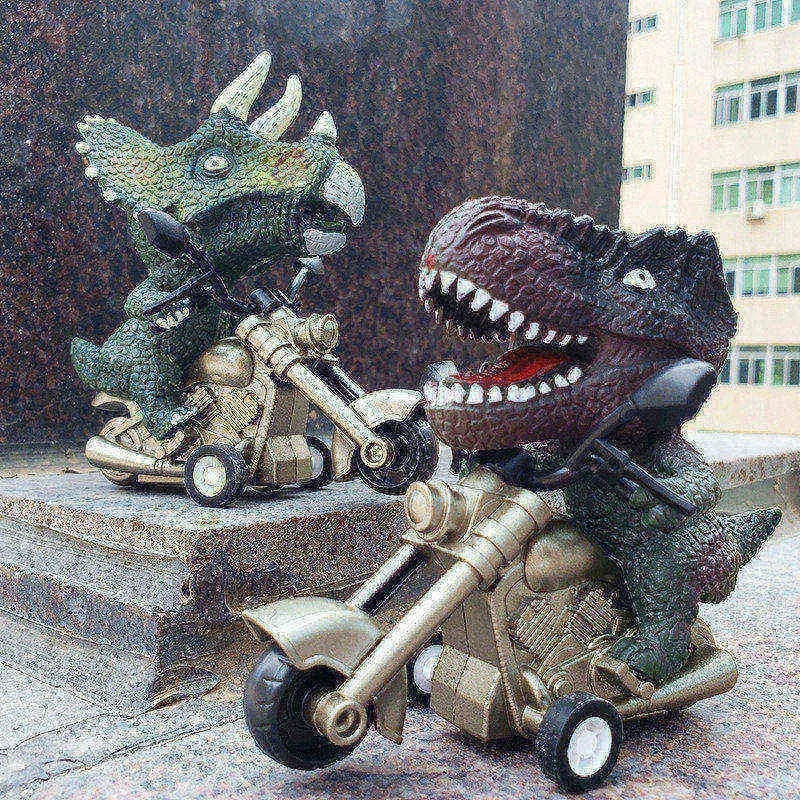 Dinosaurio En Moto A Fricción Dos Modelos 13 Cm