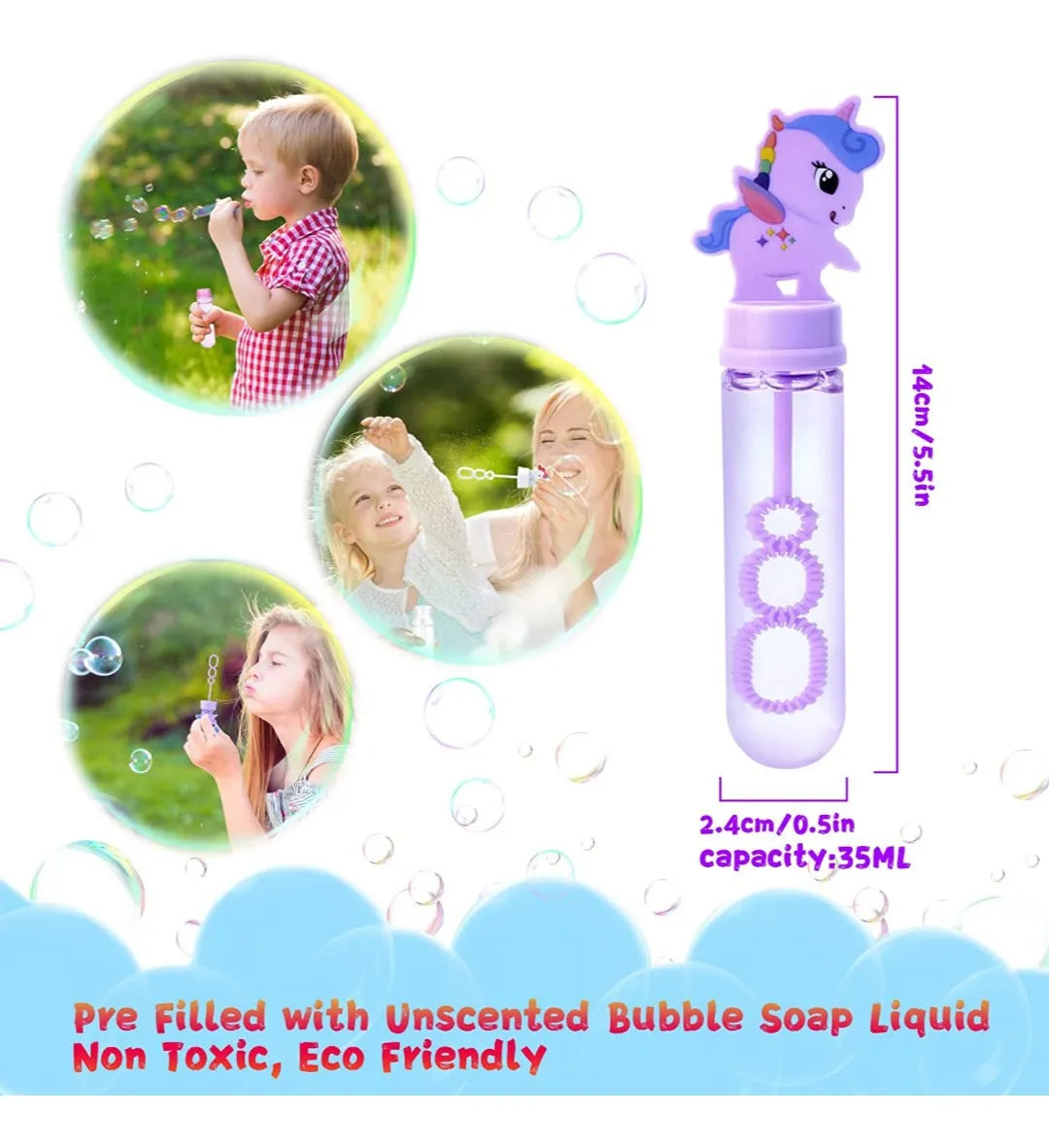 Set 24 Burbujeros 14 Cm Unicornio Fiesta Sorpresita