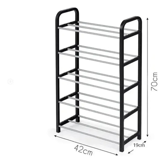 Rack Zapatero De 5 Niveles Para 10 Pares Negro