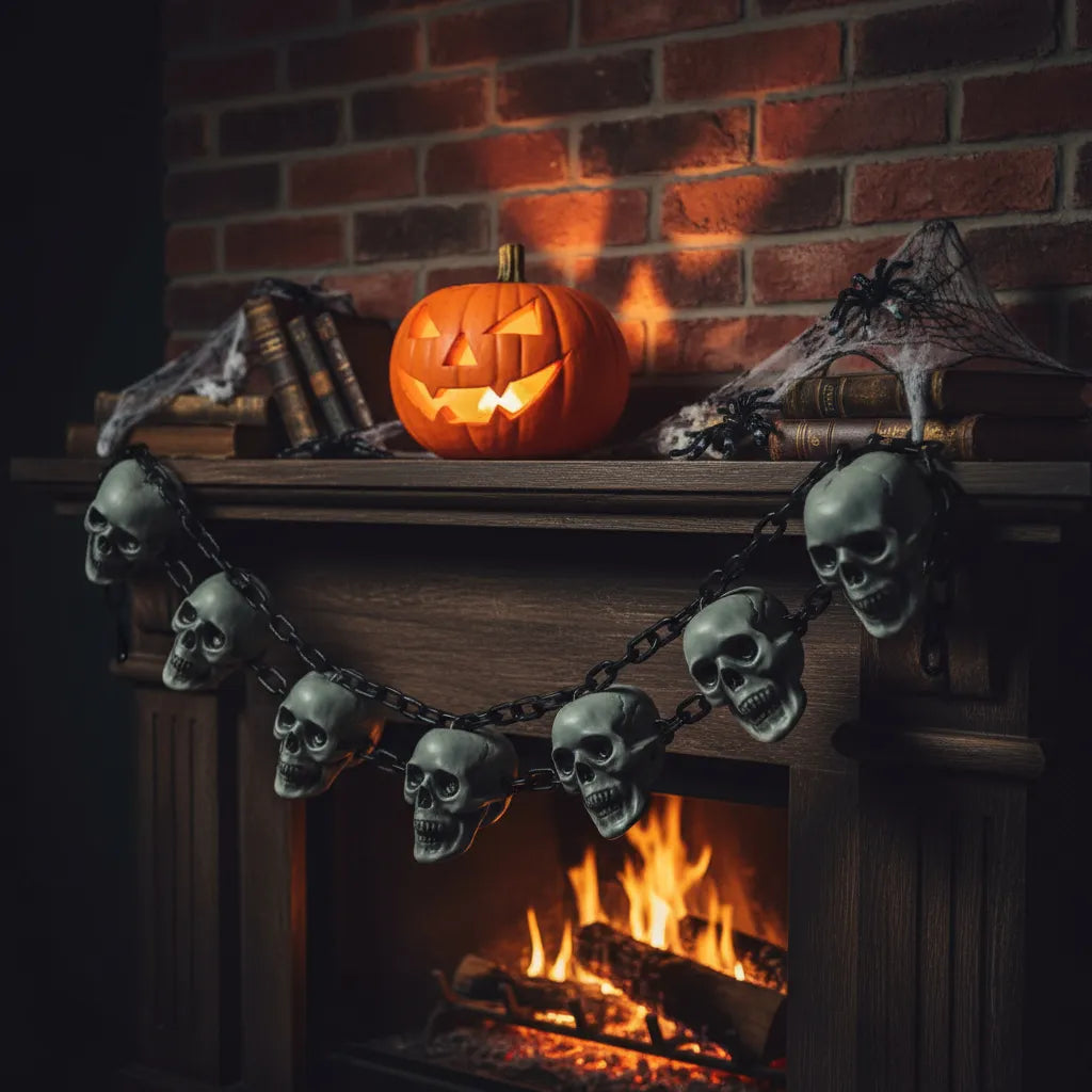 Decoración Halloween Cadena De Calaveras 5pc 110cm