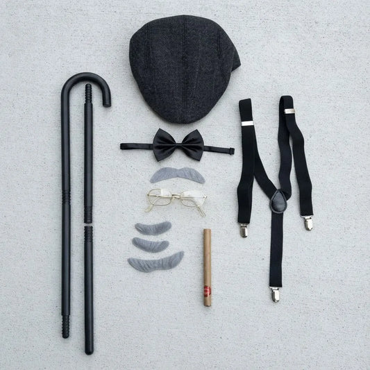 Set Disfraz Gangster Mafia Con Boina 7 Accesorios