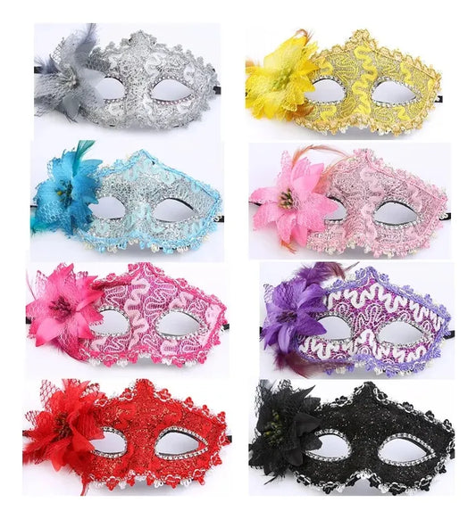 Antifaz De Tul Con Flor Varios Colores