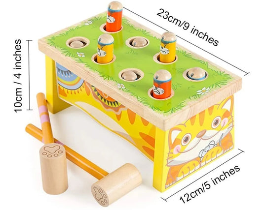 Juego De Descarga topo En Madera Con Dos Martillos