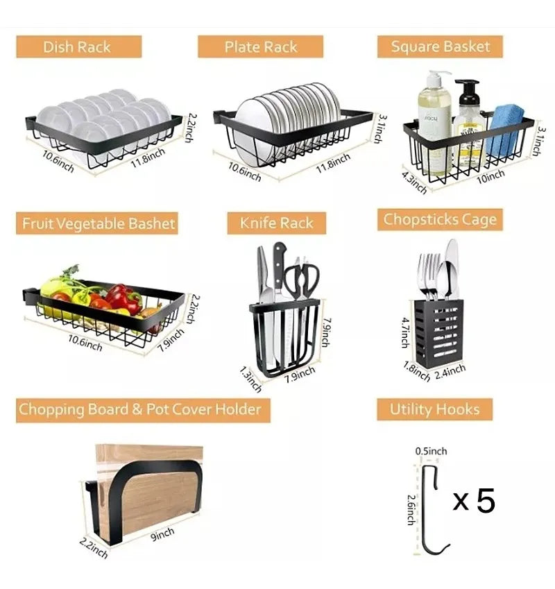Escurridor De Platos Grande 85cm Negro Metal Pileta