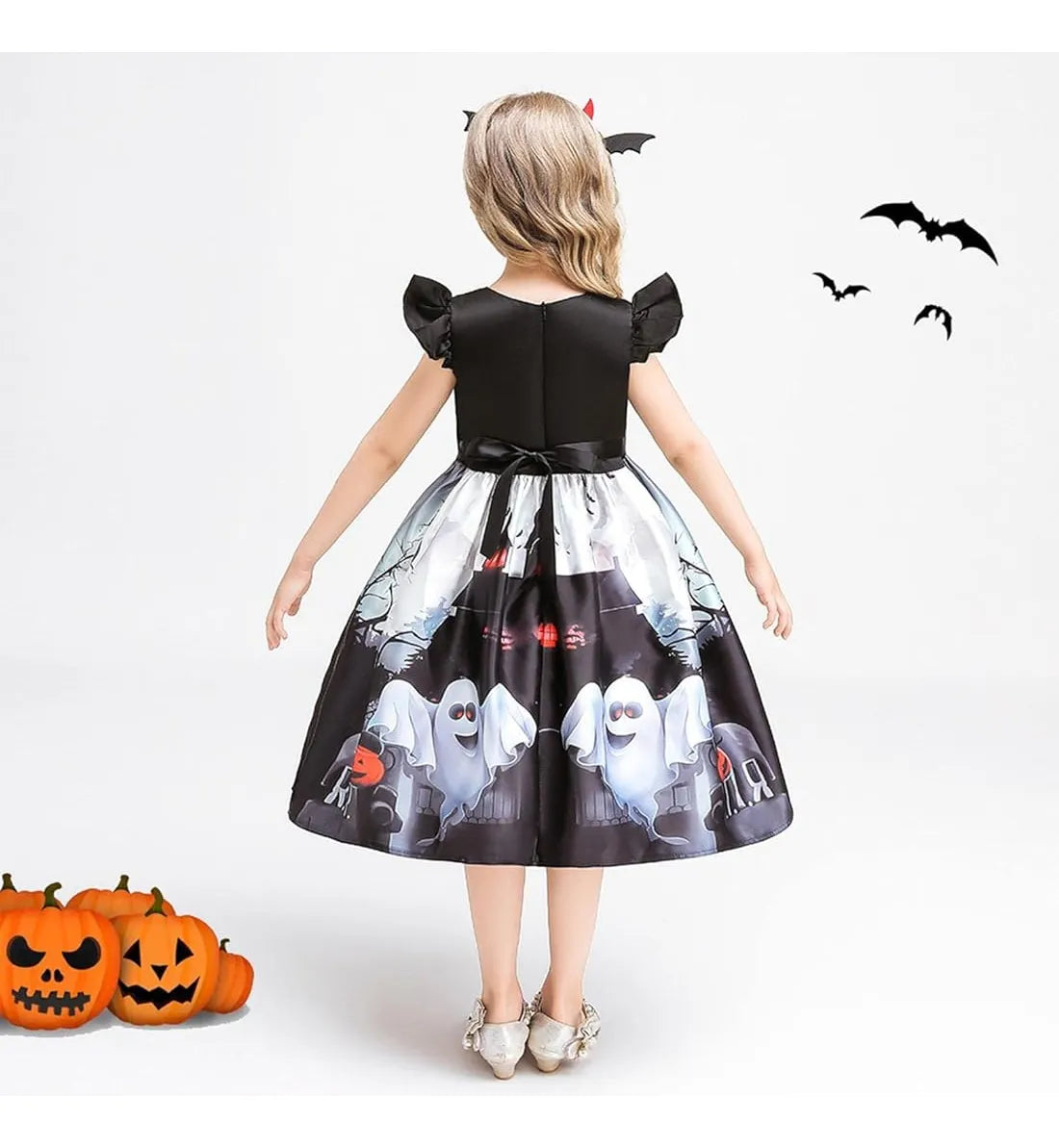 Disfraz Infantil Fantasma Vestido Tiara Cartera