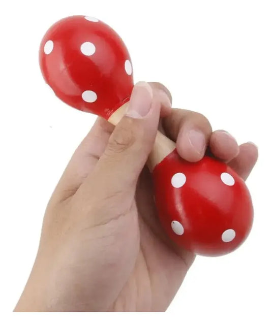 Sonajero Maraca Doble En Madera Montessori 14cm