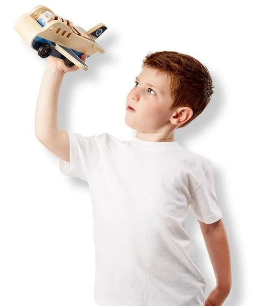 Avion En Madera Montessori 9 Piezas Pasajeros Único
