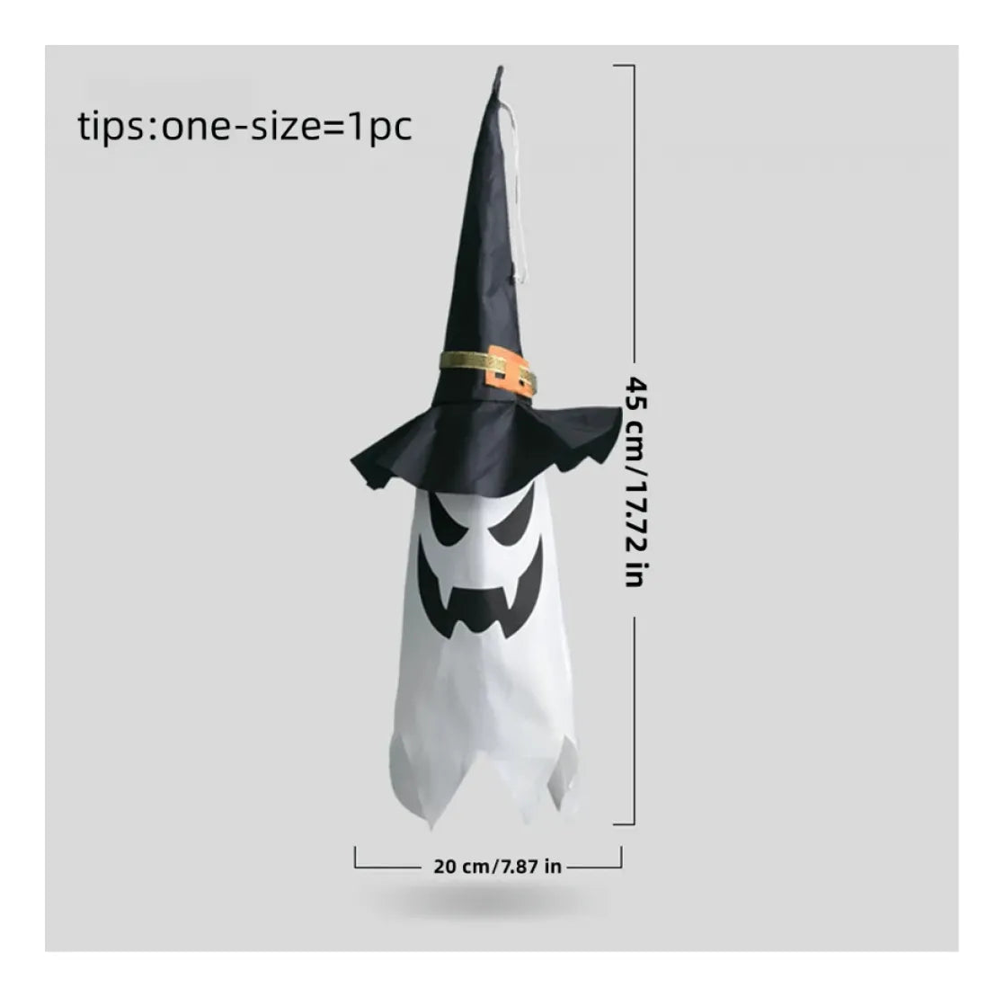 Fantasma Con Luz Halloween Colgante 45cm