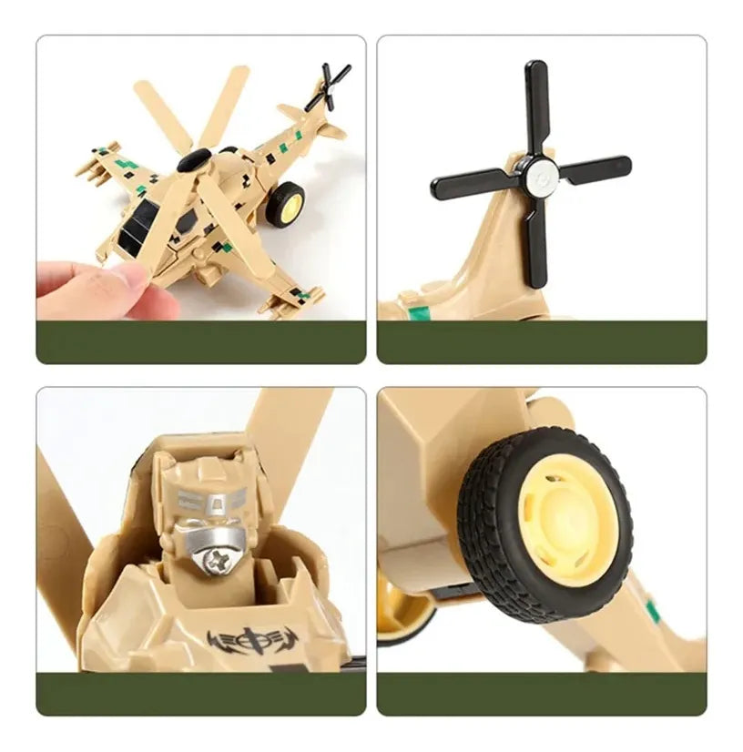 Helicóptero Transformer Robot Hélice 17cm Fricción