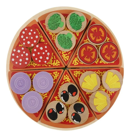 Juego De Pizza En Madera Montessori Con Velcro