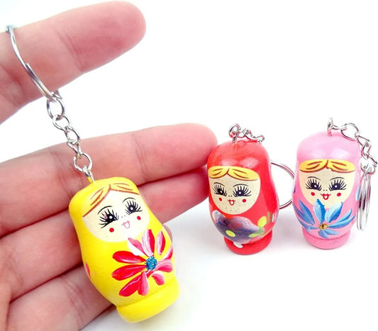 Llaveros De Mamushka En Madera Pack 12 Surtidos