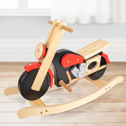 Moto Balancín Mecedora En Madera Infantil Única