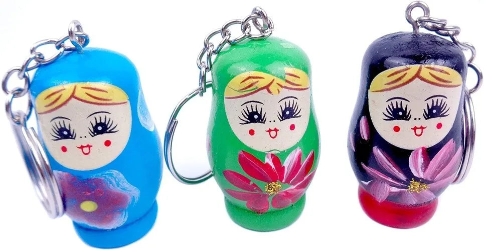 Llaveros De Mamushka En Madera Pack 12 Surtidos