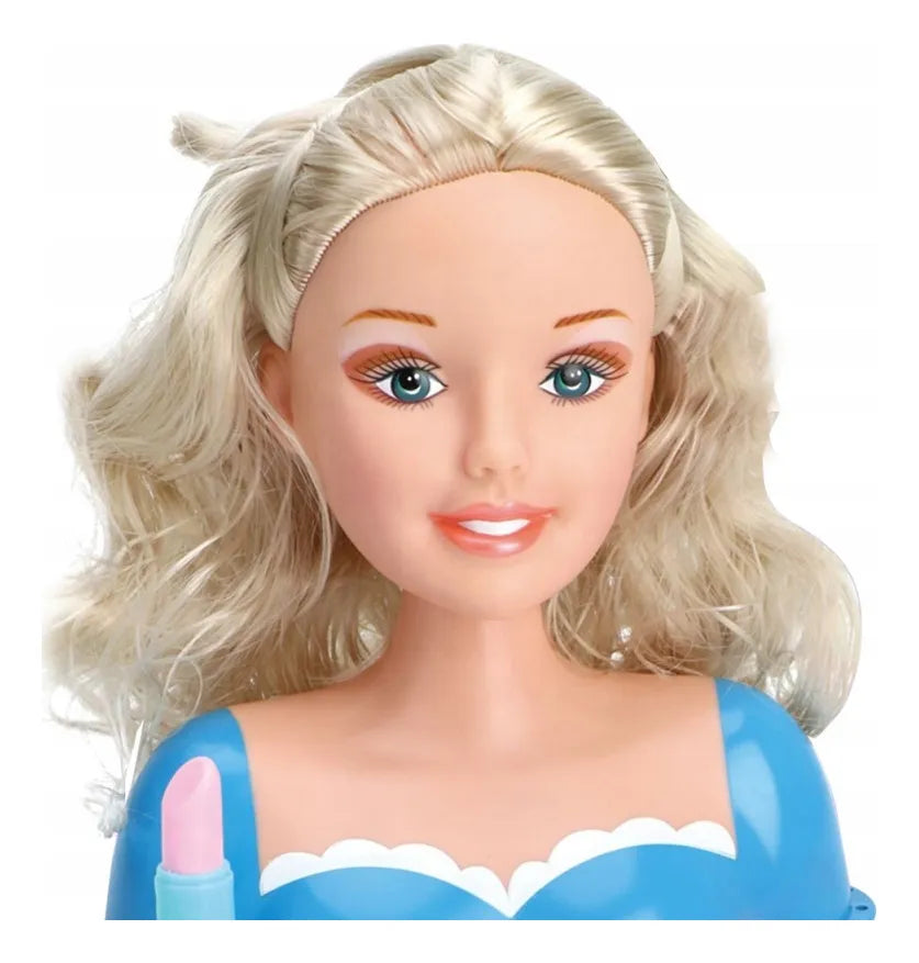Juego De Peluquería Cabeza Muñeca 20 Cm Accesorios