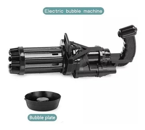 Pistola De Burbujas Electricas Estilo Gatling Negra a pilas