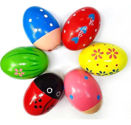 Maracas En Forma De Huevos De Madera Set X3