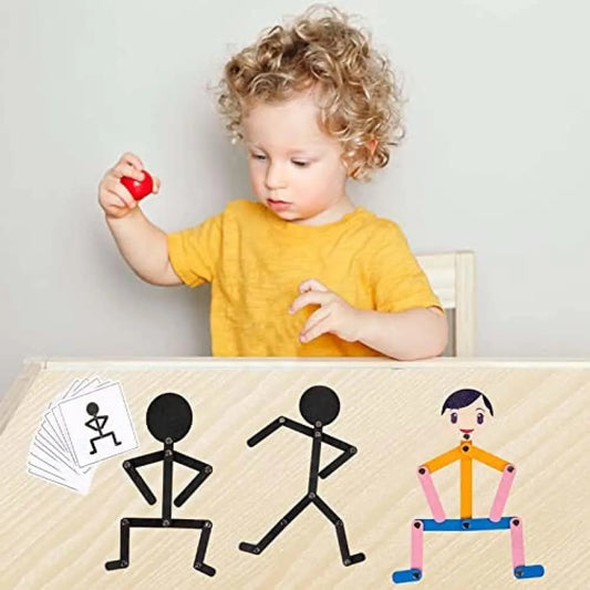 Wooden Man Rompecabezas Montessori Crea Posturas