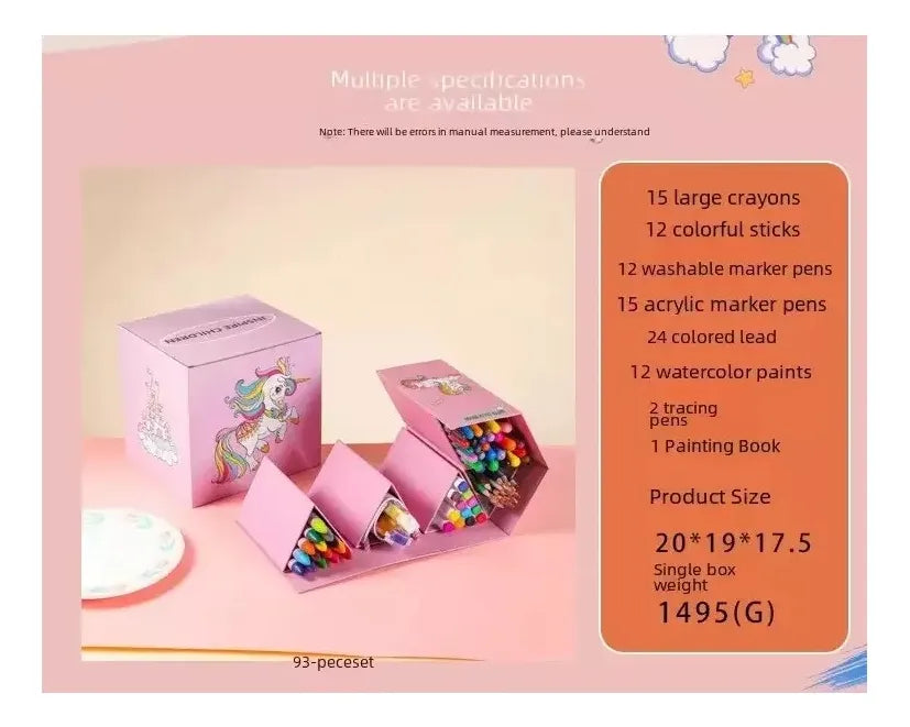 Set De Arte Dibujo Box Unicornio 93 Piezas