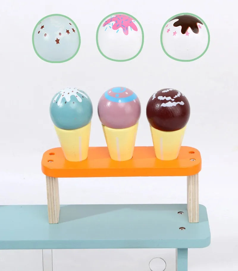 Juego de Heladería En Madera Oficio Montessori 12pcs
