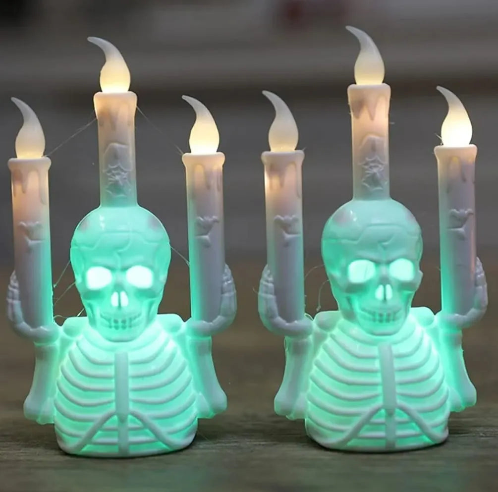 Candelabro Led Calavera 13cm Decoracion Halloween