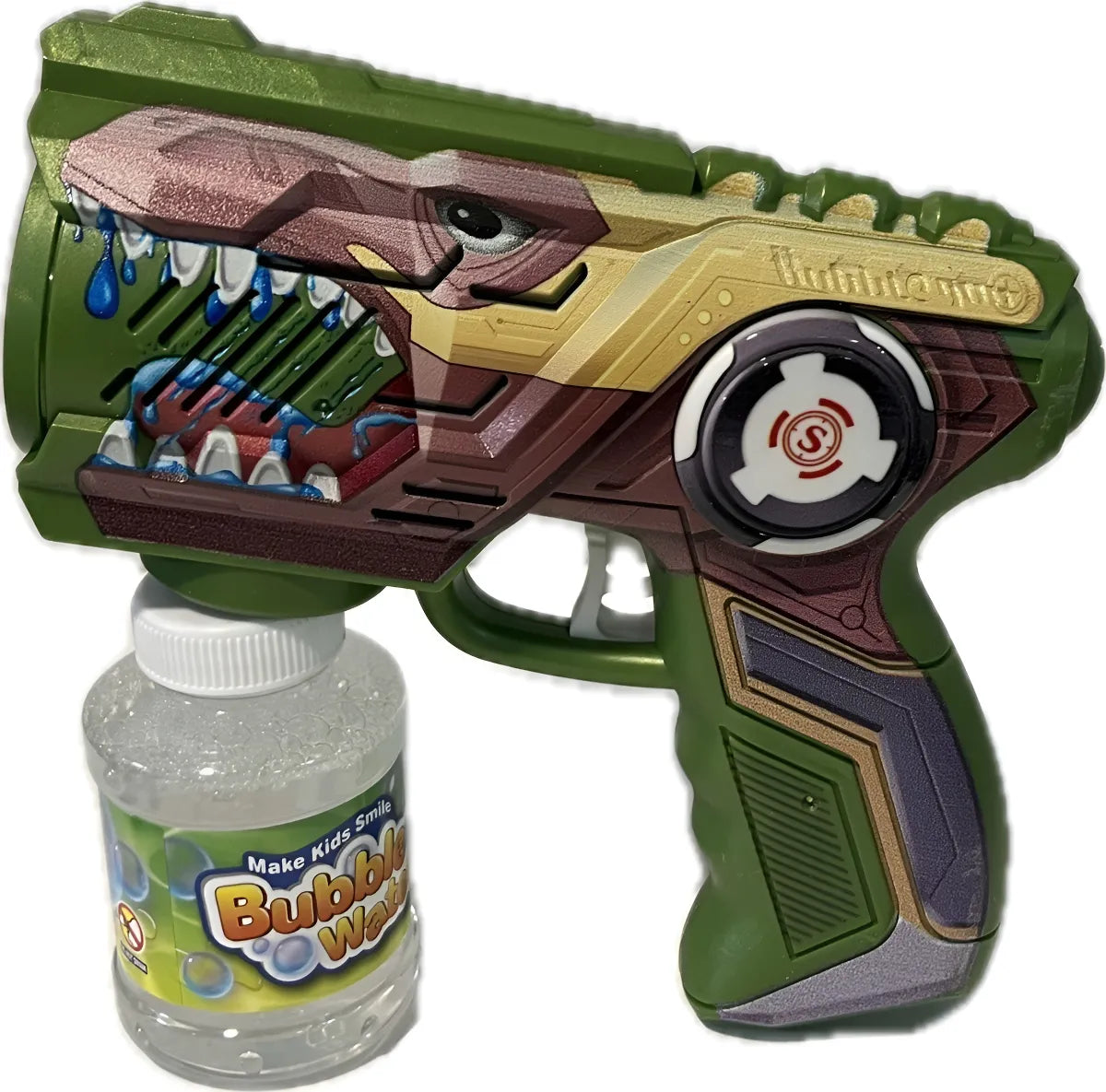Pistola Burbujero Dinosaurio 10 Hoyos Automática