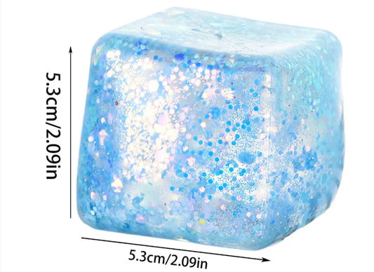 Squishy Cubo Ice Cube Glitter Fidget Toy Tendencia