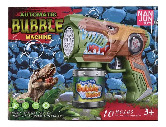 Pistola Burbujero Dinosaurio 10 Hoyos Automática
