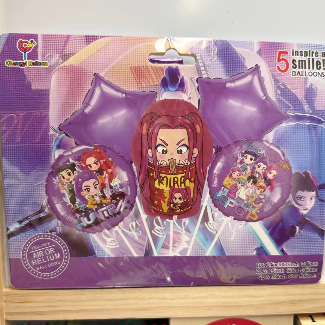 Set 5 Globos Metalizados Guerreras Kpop Hunters