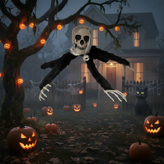 Decoracion Halloween Araña Esqueleto Con Pelos 37cm