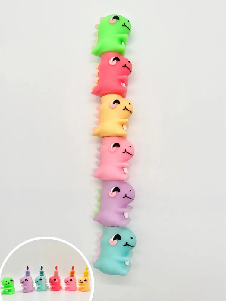 Marcadores Resaltadores Fluo Dinosaurio X6
