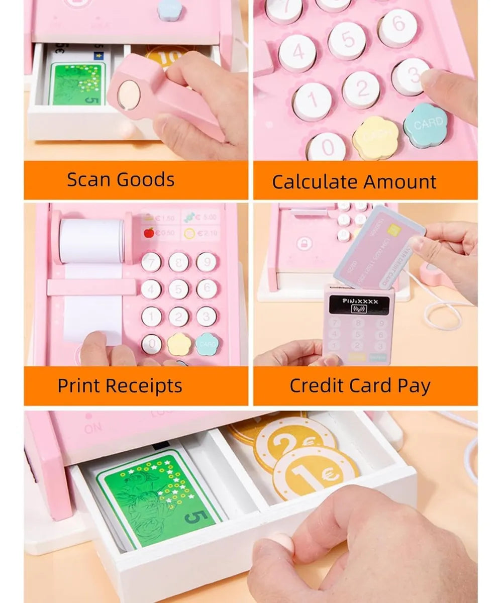 Caja Registradora En Madera Montessori 17 Pcs