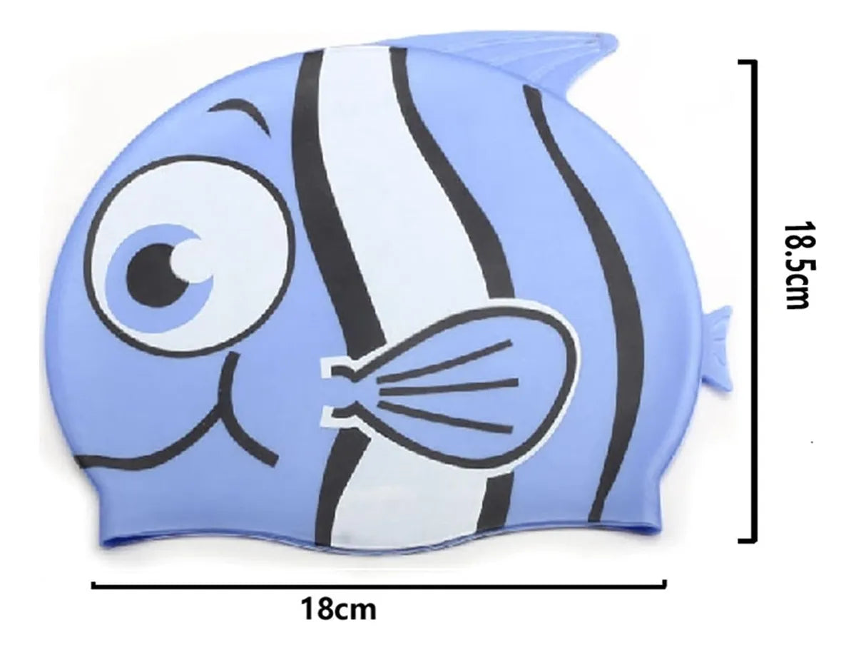 Gorra De Natacion Infantil Silicona Pez 4 Colores