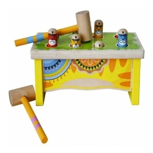 Juego De Descarga topo En Madera Con Dos Martillos