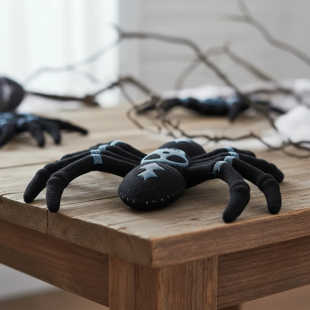 Set X 3 Araña De Felpa Decoracion Halloween