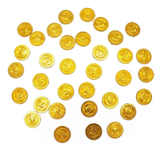 Monedas De Oro Plasticas X50 Cofre Pirata
