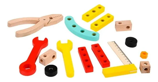 Juego De Herramientas En Madera con Bolso Montessori