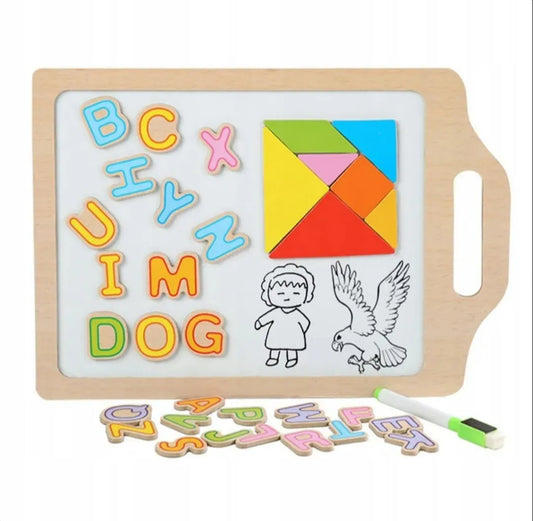 Pizarra Magnética con Letras y Formas de Madera Montessori