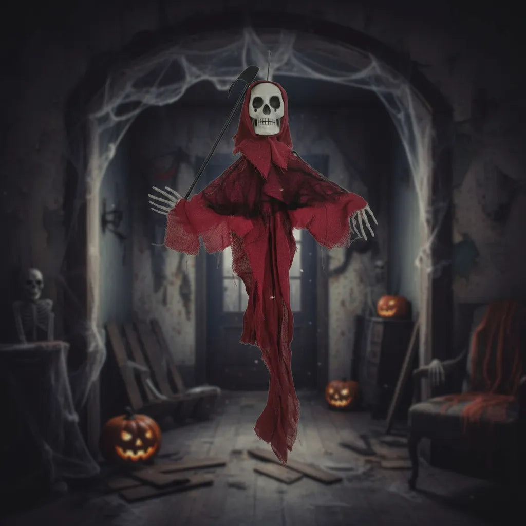 Esqueleto Colgante La Muerte En Rojo 60x40 Cm