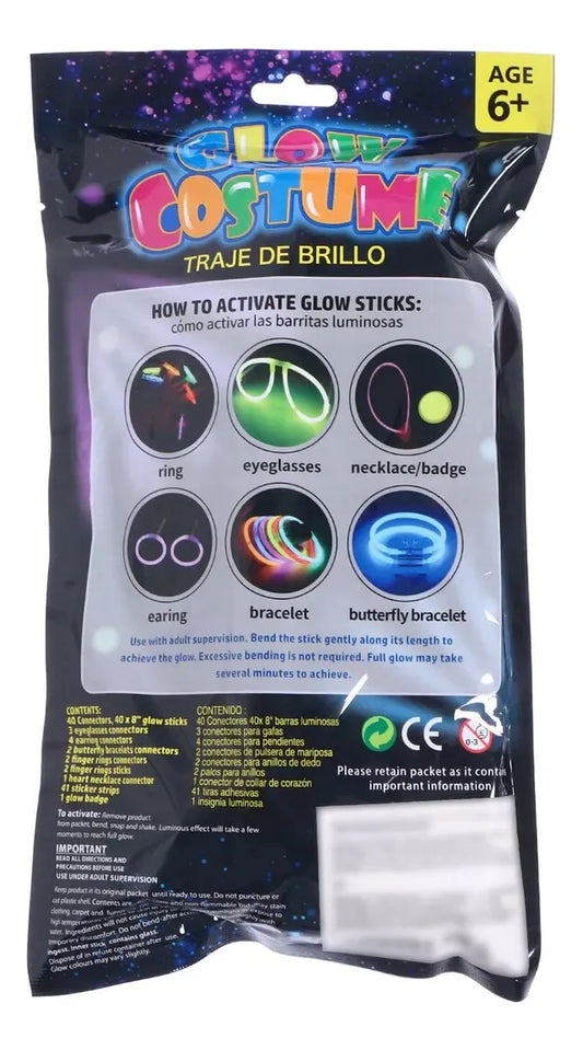 136 Palos Flúor Brillantes Con Conectores Formas