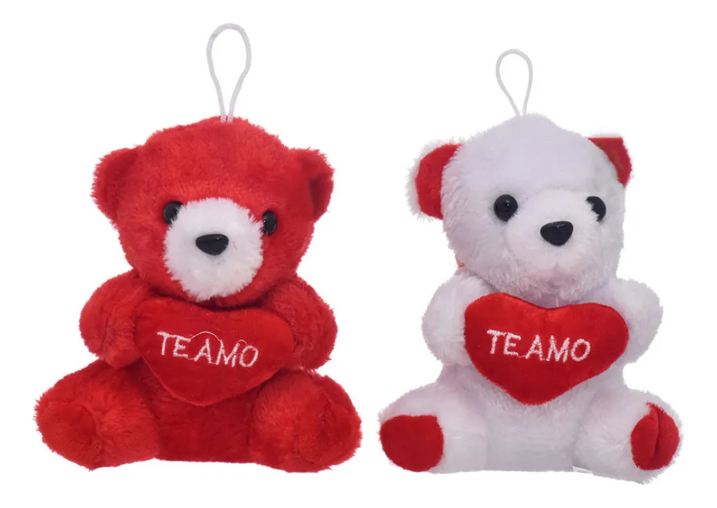 Oso De Peluche Corazón Te Amo 15cm Rojo O Blanco