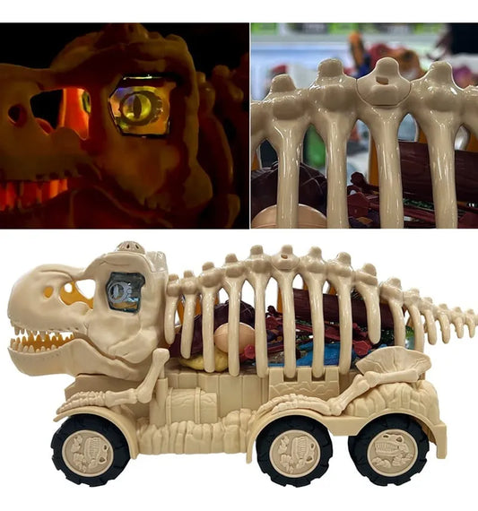 Camión De Dinosaurio Trex Luz Y Mini Dinosaurios