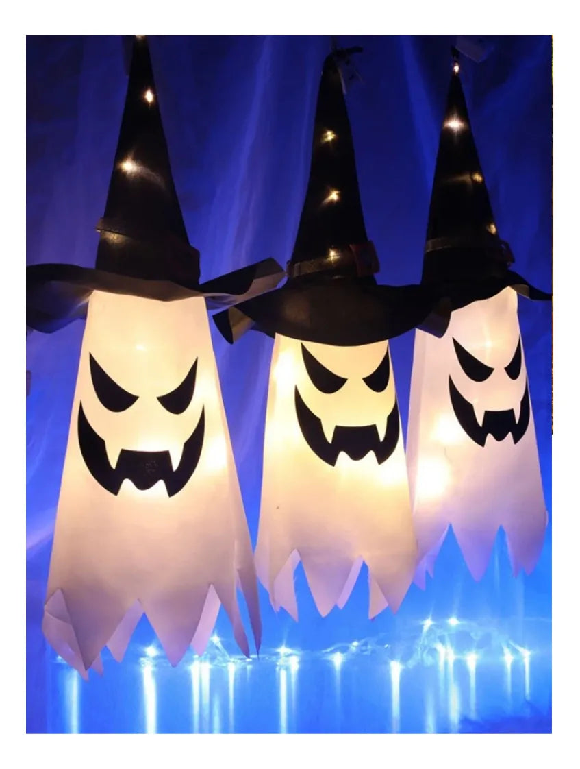 Fantasma Con Luz Halloween Colgante 45cm