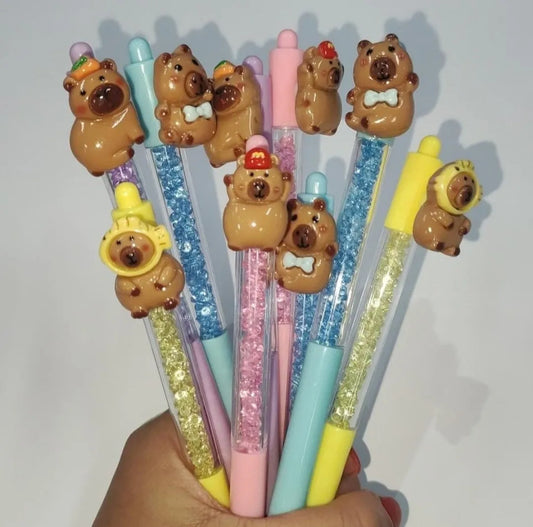 Lapicera De Capibara Con Piedritas