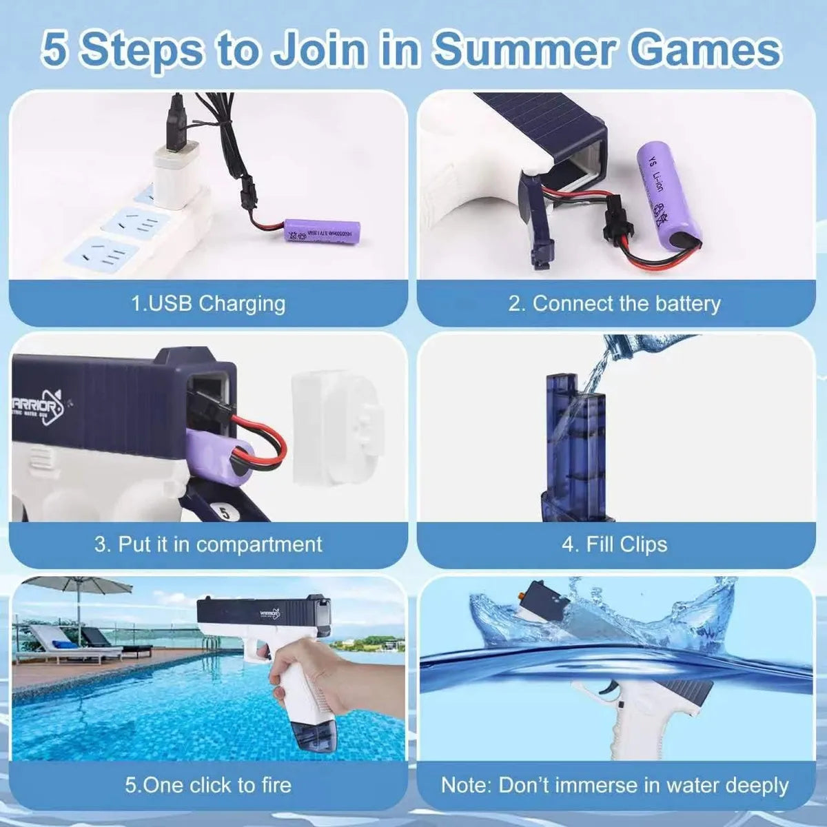 Pistola De Agua Electrica Usb Automatica Recargable