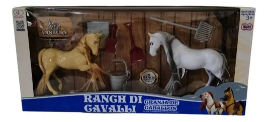 Set De 2 Caballos con accesorios de establo