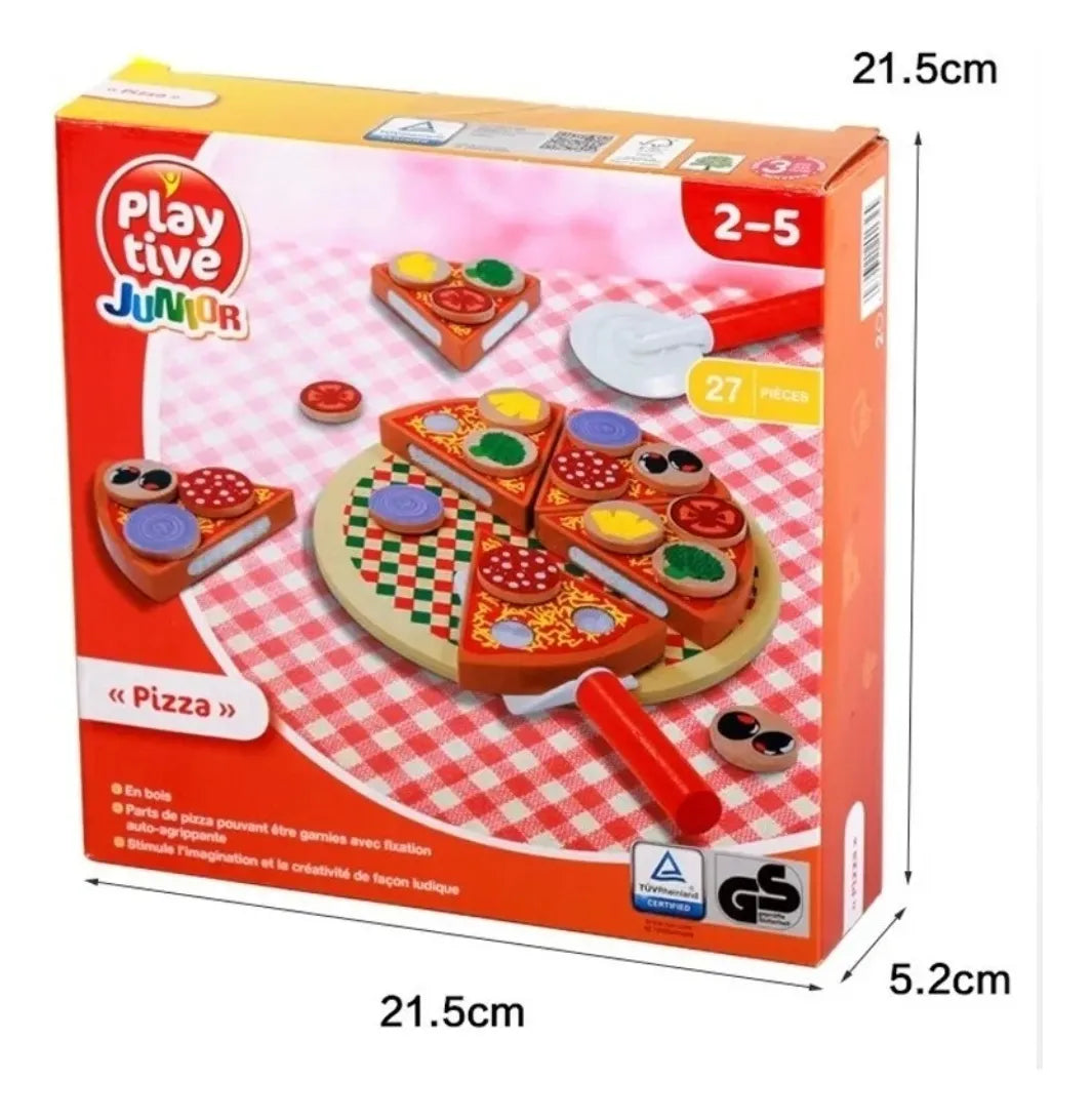 Juego De Pizza En Madera Montessori Con Velcro